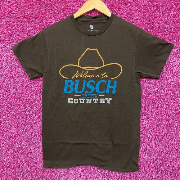 Welcome To Busch Light Country Vintage Style Brown T-Shirt Extra Small - Picture 1 of 4